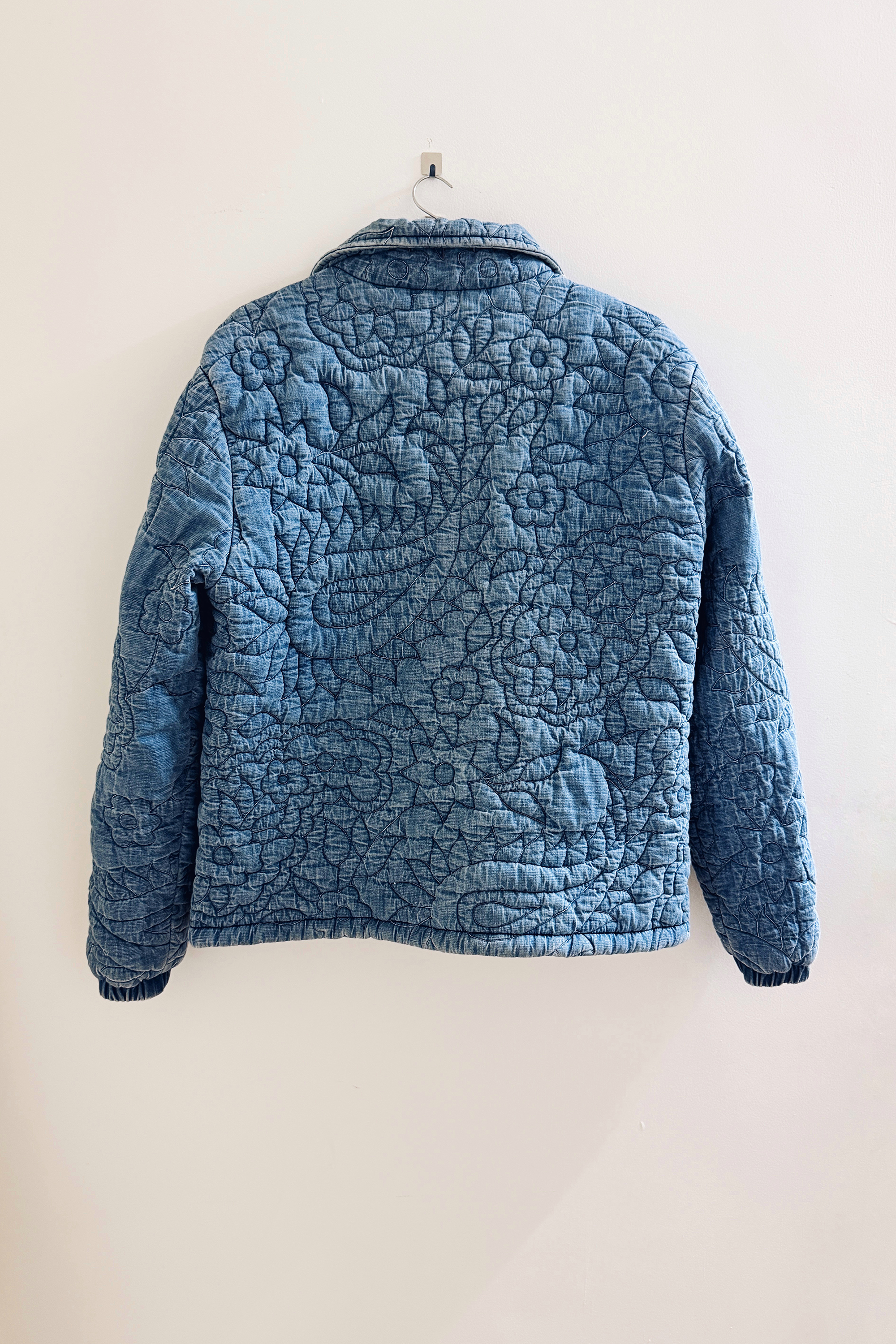 Denim Embroidered paisley quilted jacket