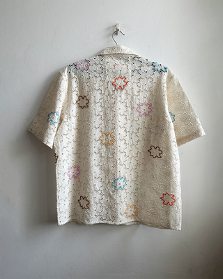Floral beadwork hand embroidered Lace Shirt
