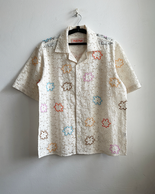 Floral beadwork hand embroidered Lace Shirt
