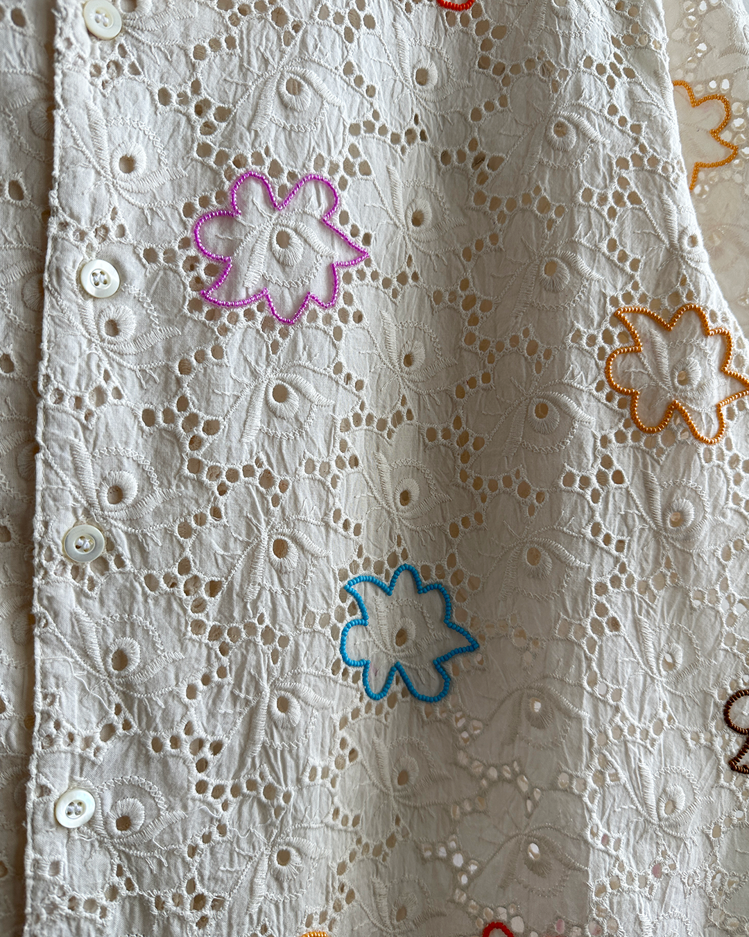 Floral beadwork hand embroidered Lace Shirt