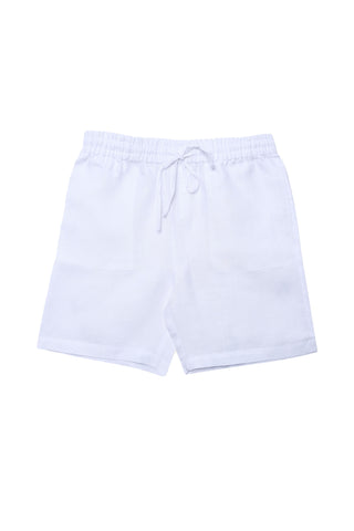 Santorini white linen shorts