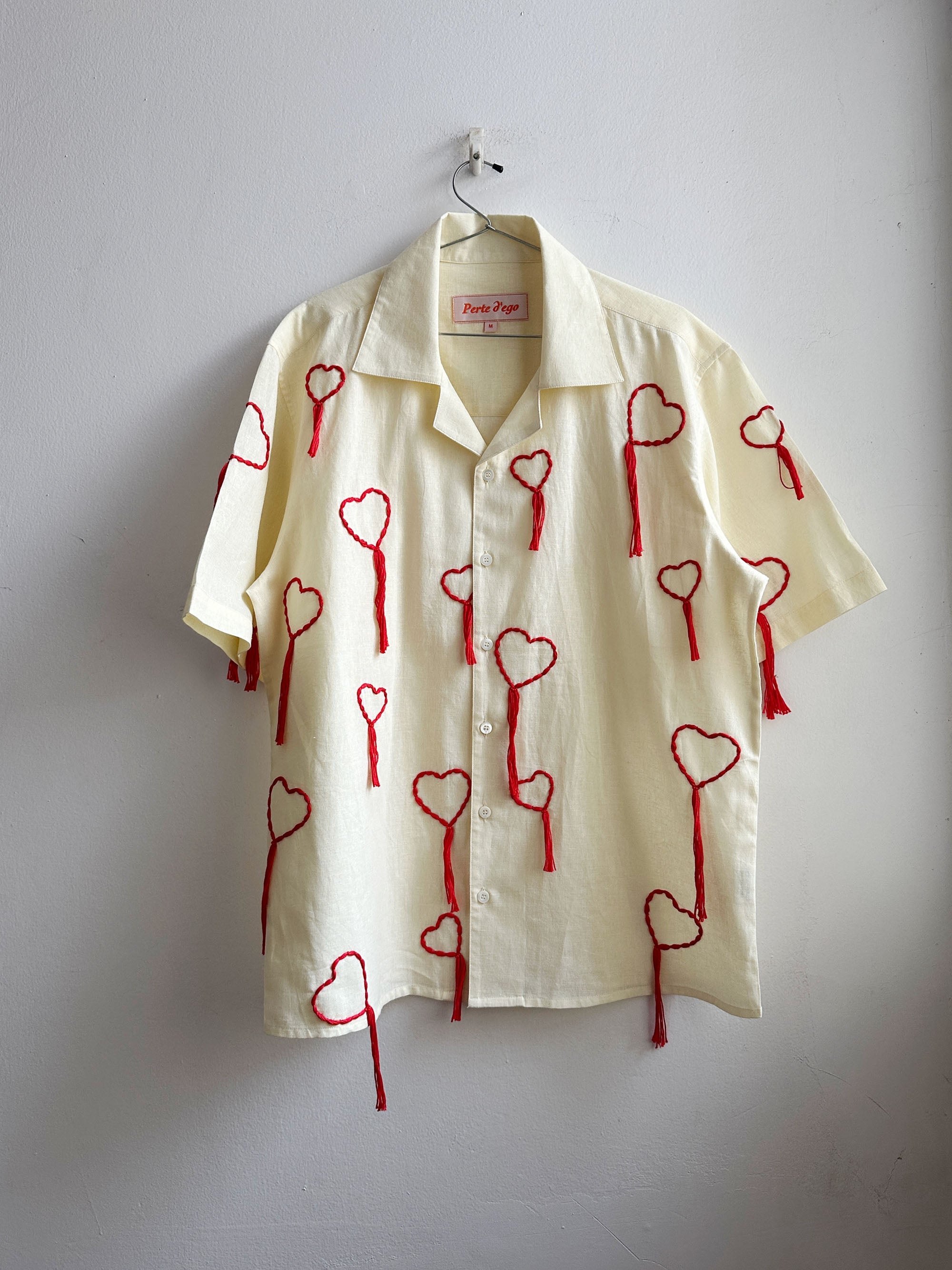 Hand Embroidered Hearts Shirt | Wedding Outfit for Men