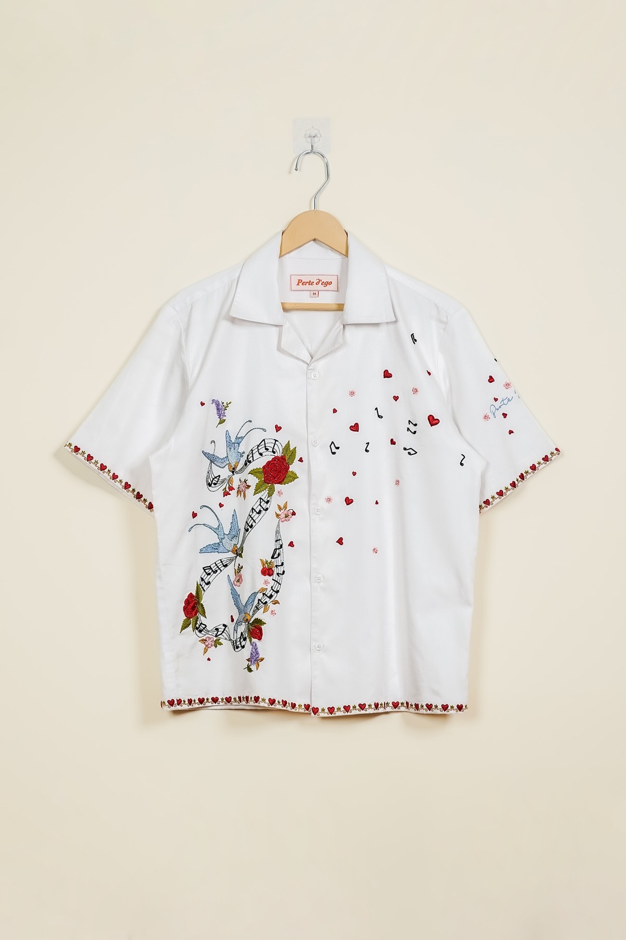 "Love songs" hand embroidered Shirt