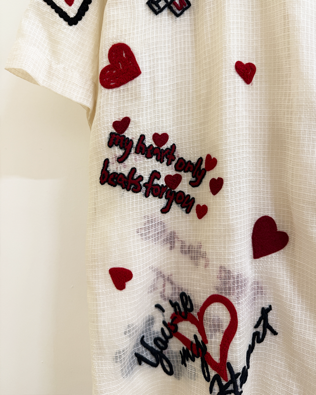 "Mi Amor" Hand embroidered hearts Shirt