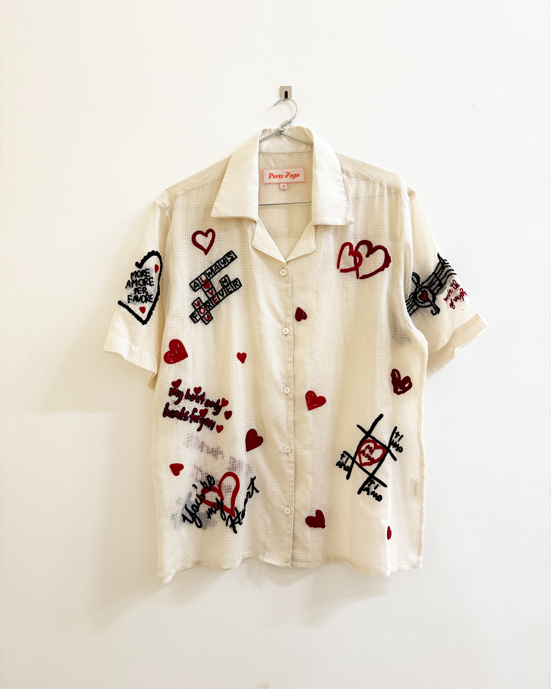 "Mi Amor" Hand embroidered hearts Shirt