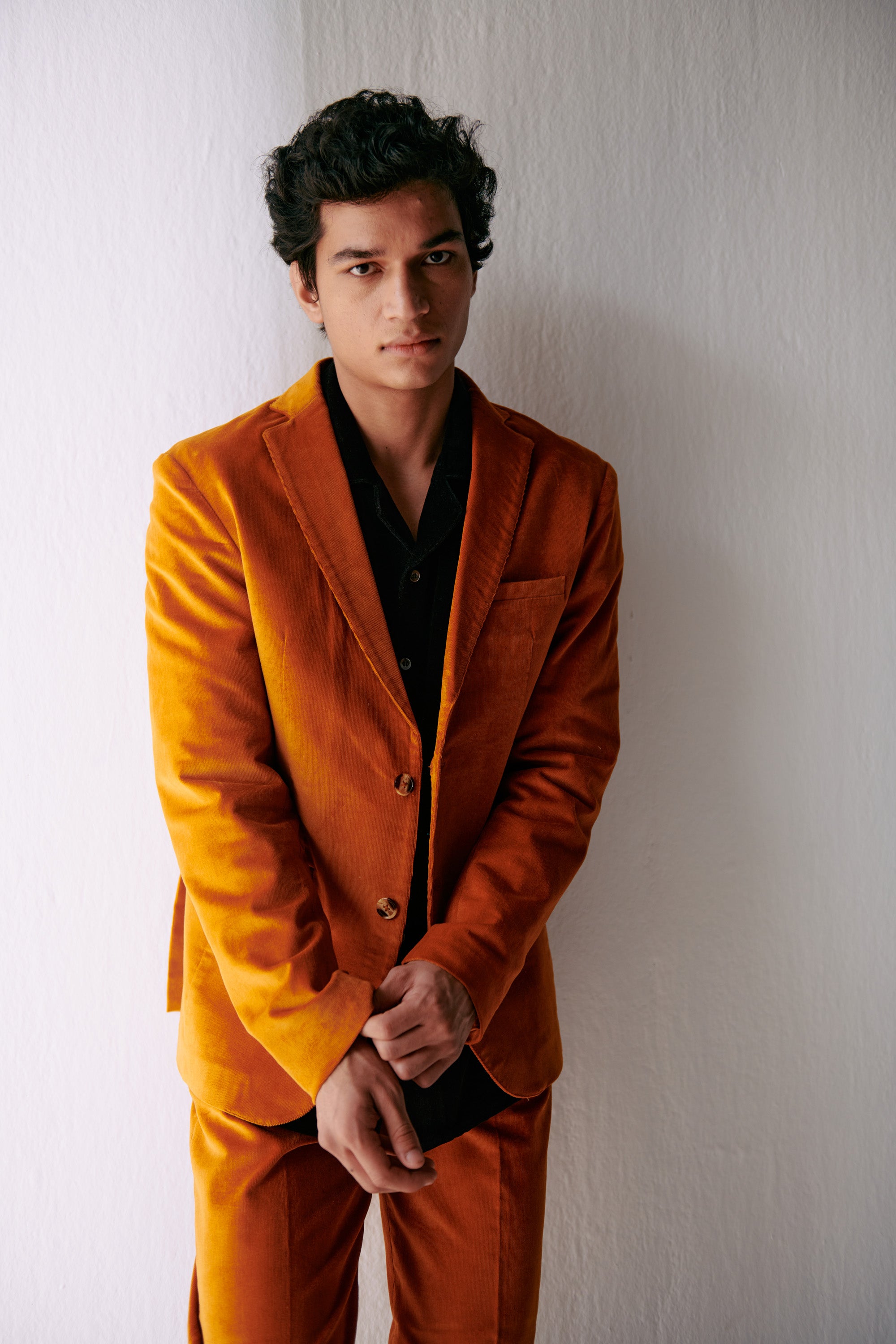 Orange corduroy blazer