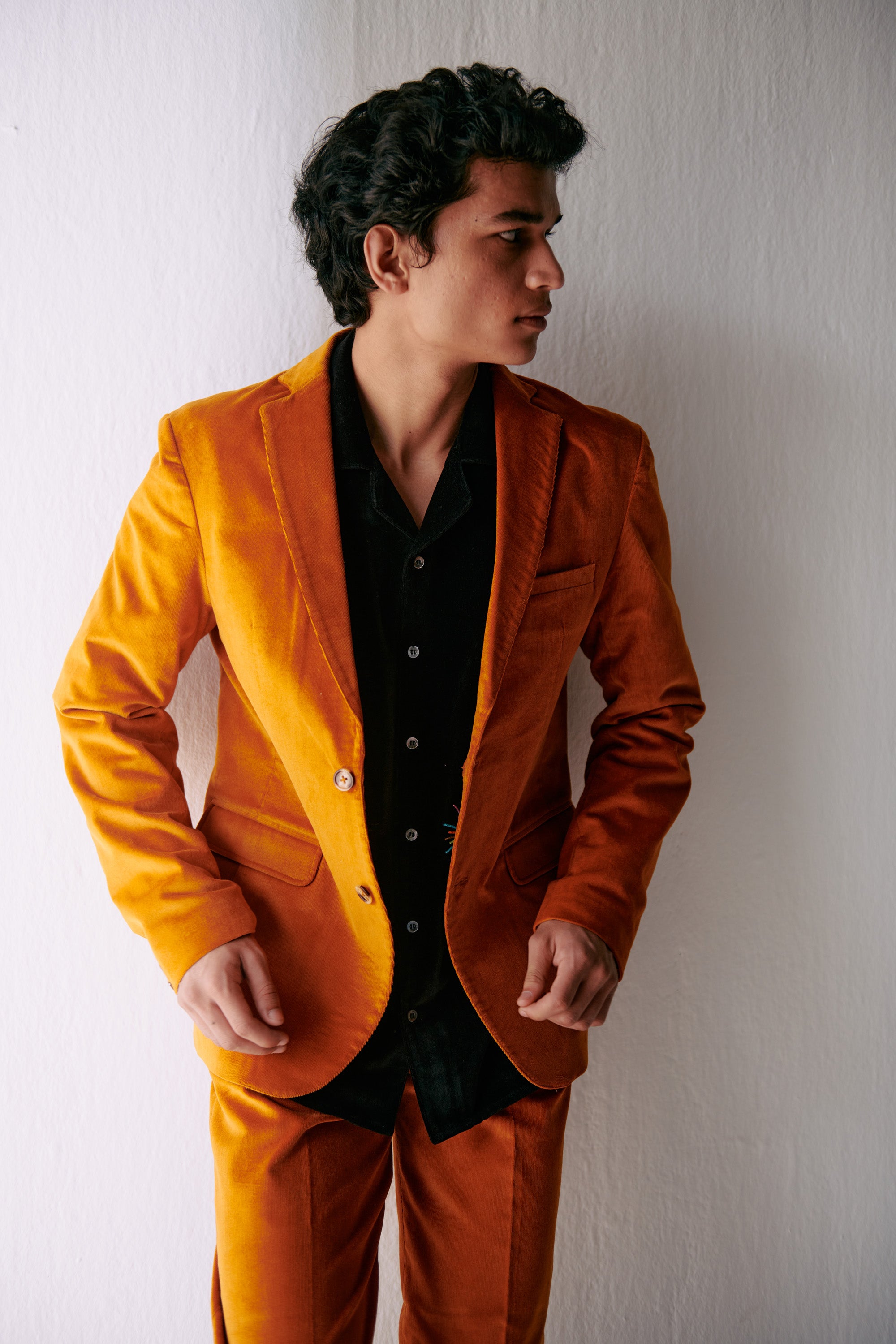 Orange corduroy blazer