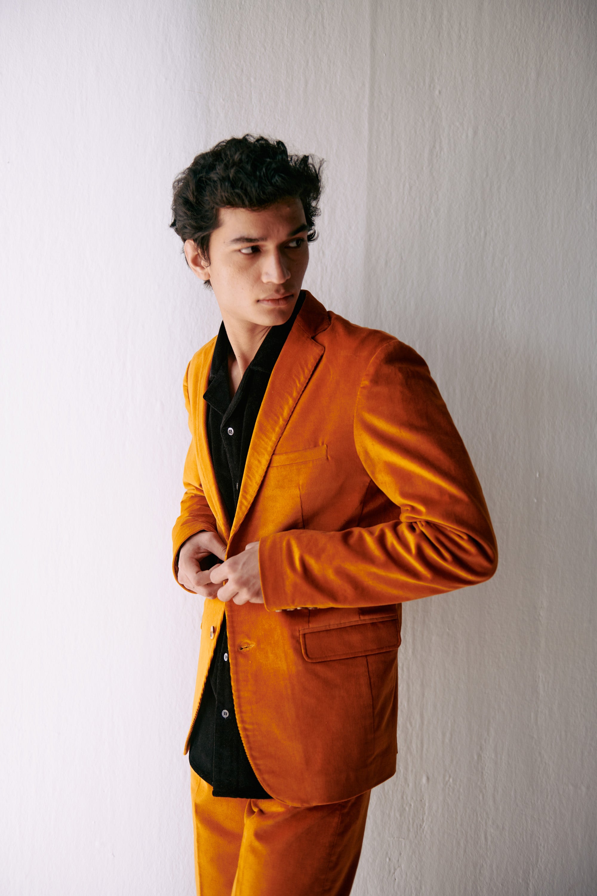 Orange corduroy blazer