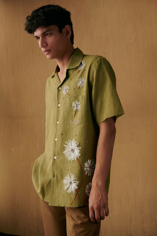 "Le dandelions" hand embroidered Shirt