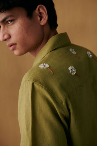 "Le dandelions" hand embroidered Shirt