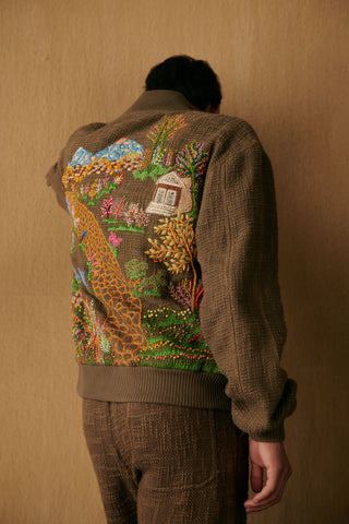Landscape hand embroidered jacket