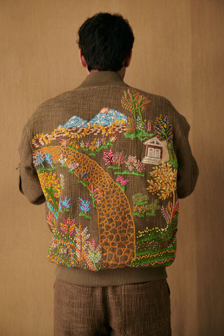 Landscape hand embroidered jacket