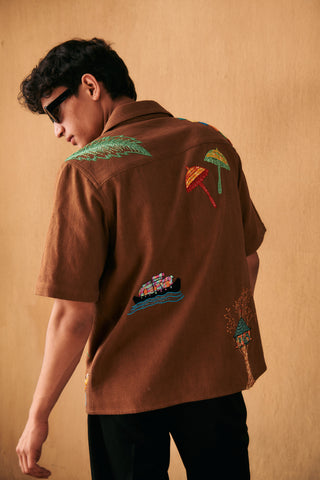 "Le scrapbook" hand embroidered Shirt