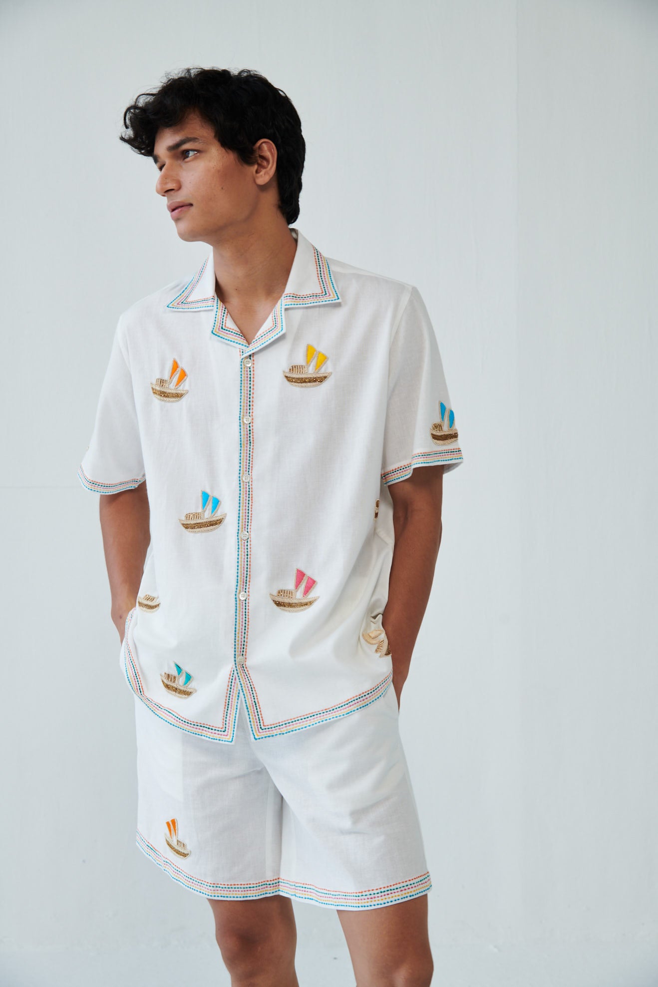 "Le Riveria" hand embroidered Shirt