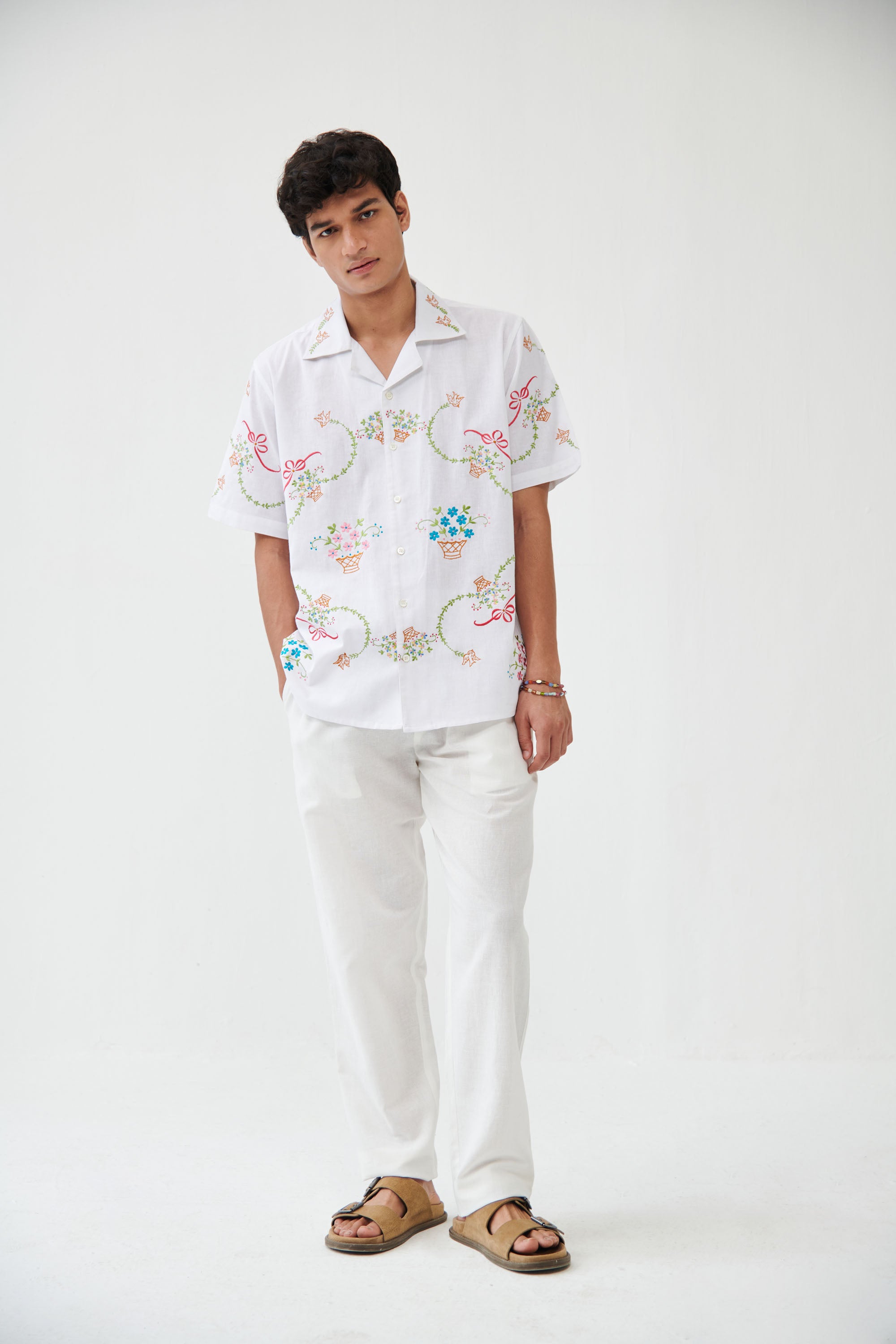 “Le Sicily” embroidered shirt- White