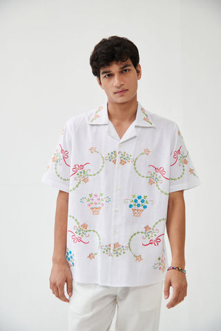 “Le Sicily” embroidered shirt- White