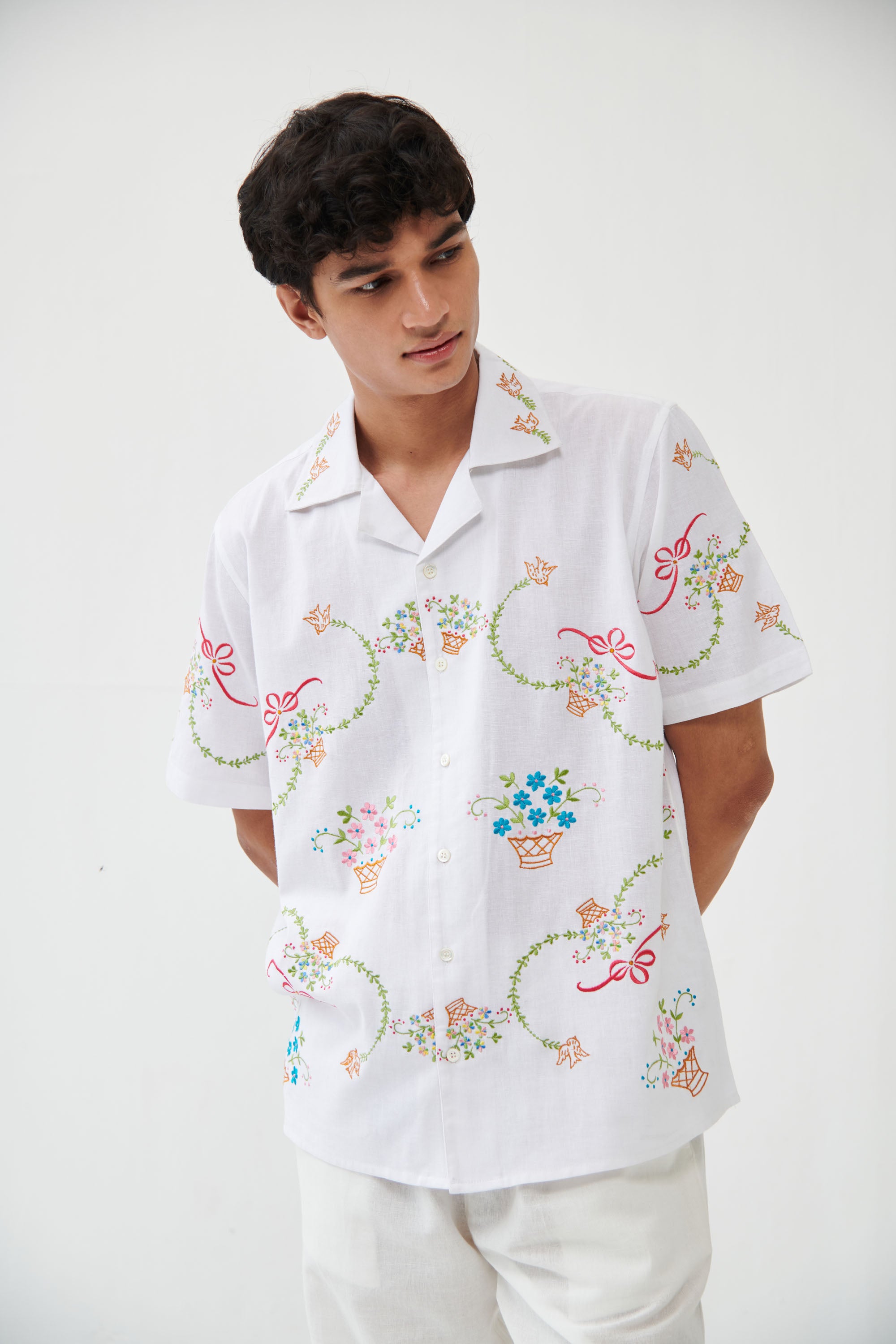 “Le Sicily” embroidered shirt- White