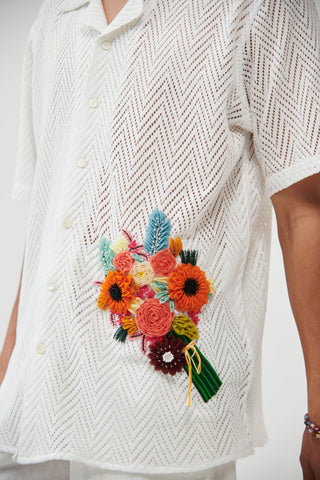 Bouquet hand embroidered Shirt