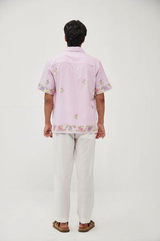 Summer floral embroidered shirt- Pink
