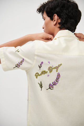 "Lavender fields" hand embroidered Shirt