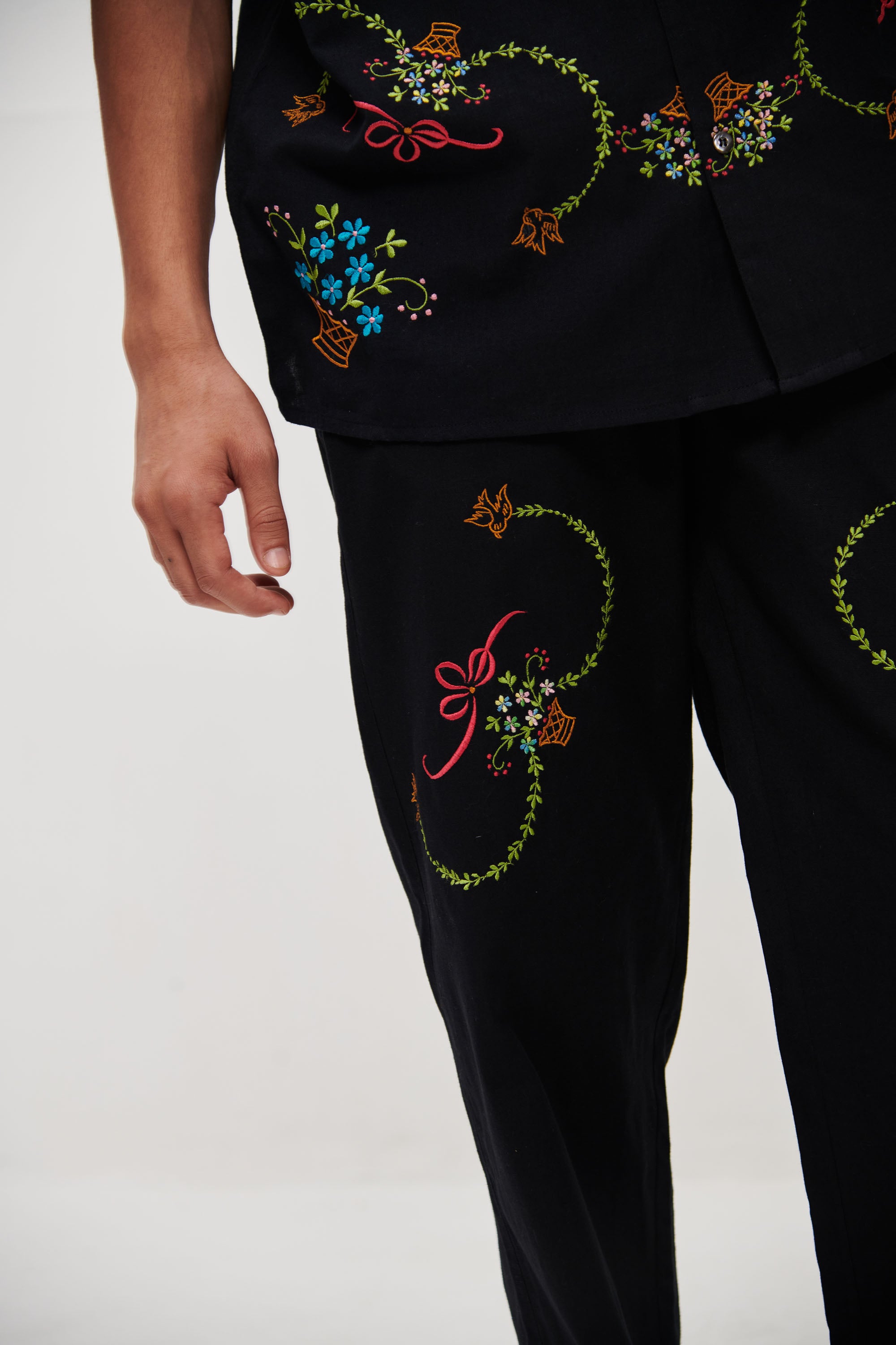 "Le Sicily" embroidered lounge pants