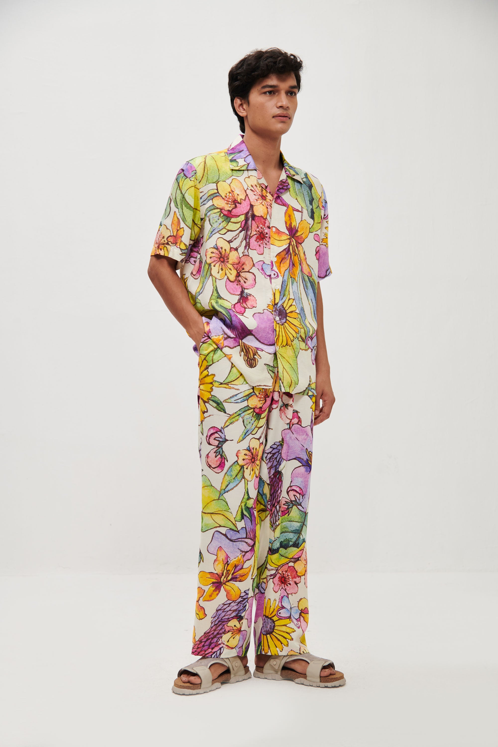 Floral sketch lounge pants