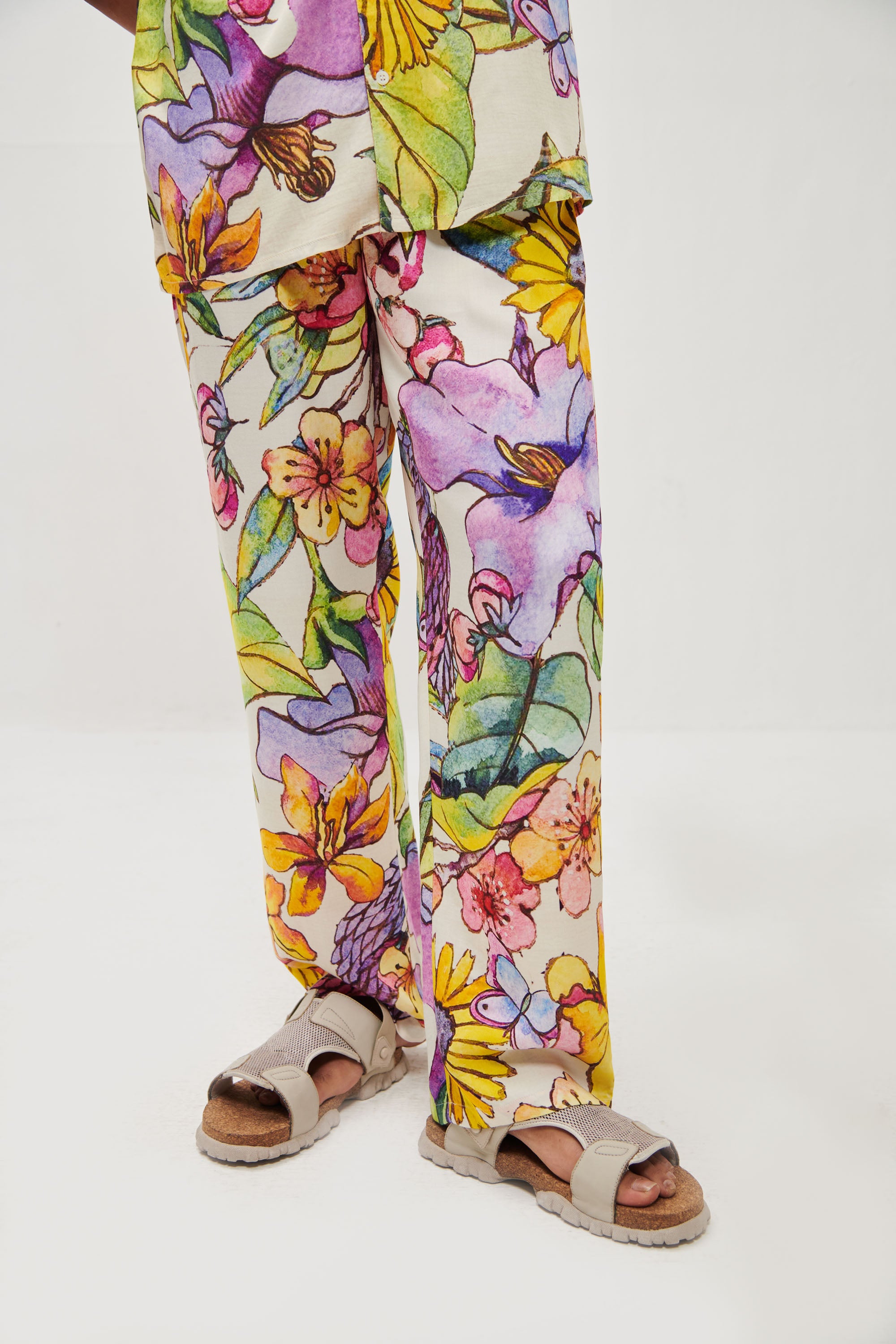 Floral sketch lounge pants