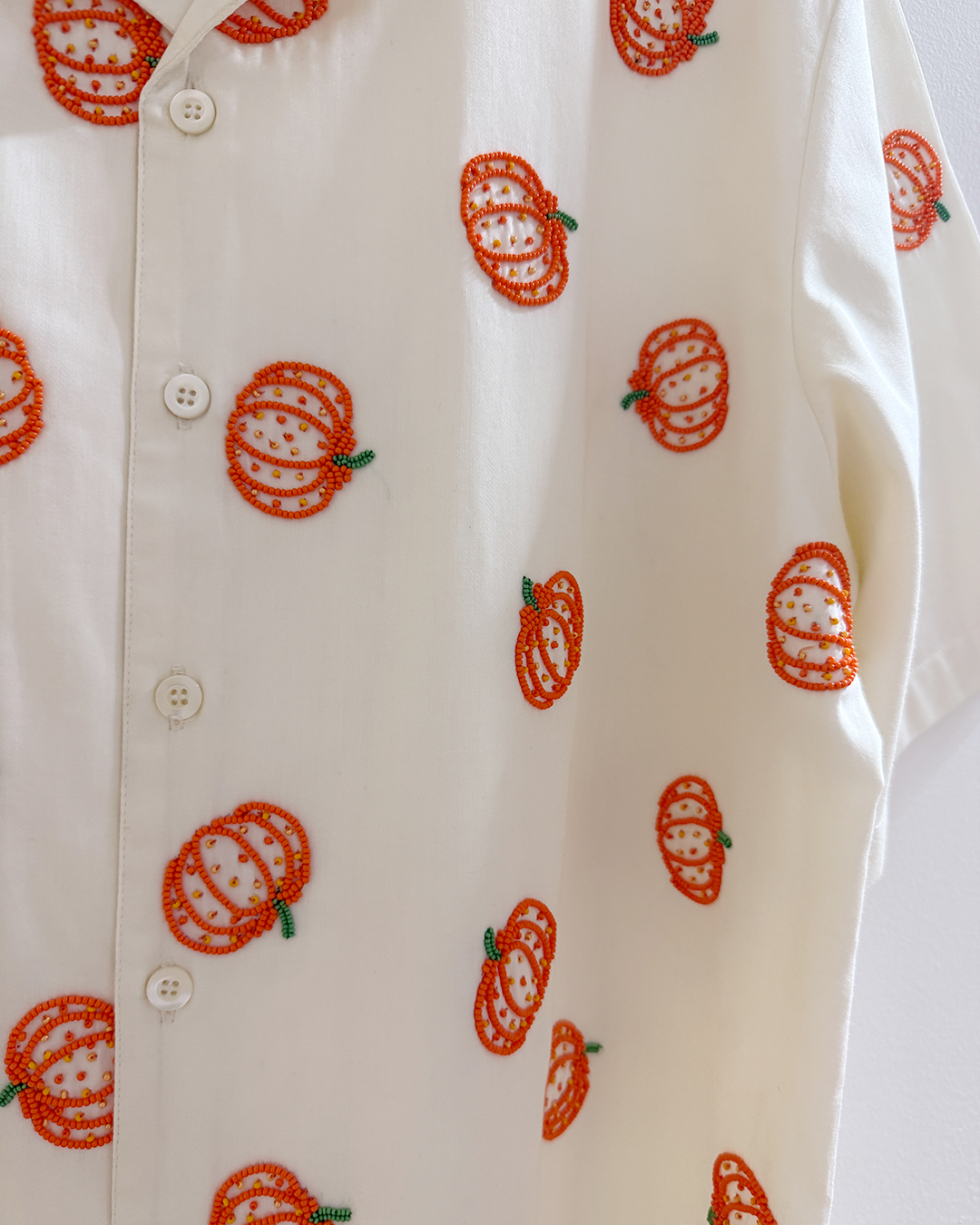 "Le pumpkin" beadwork shirt