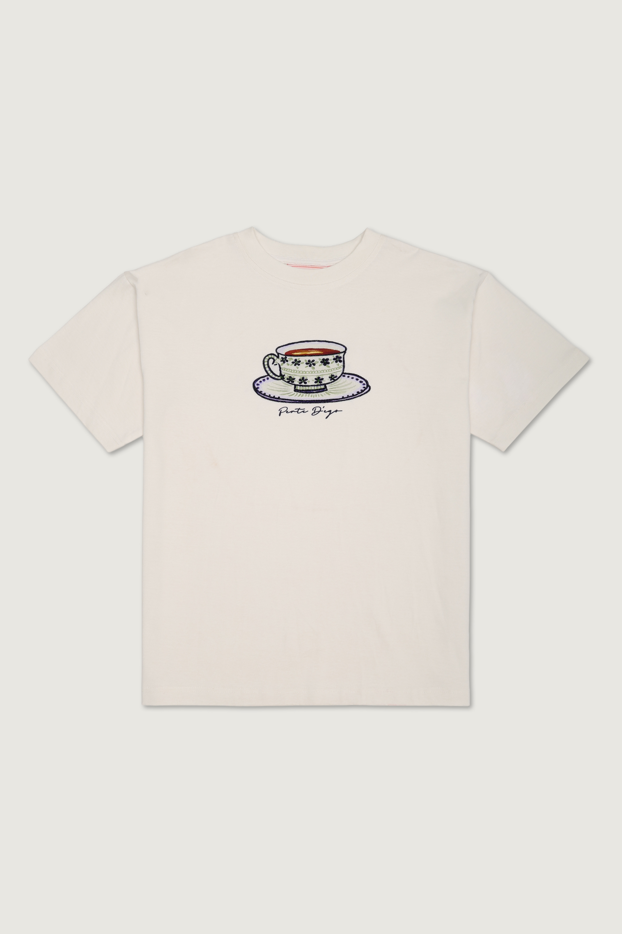 "Le Teacup" hand embroidered T-Shirt