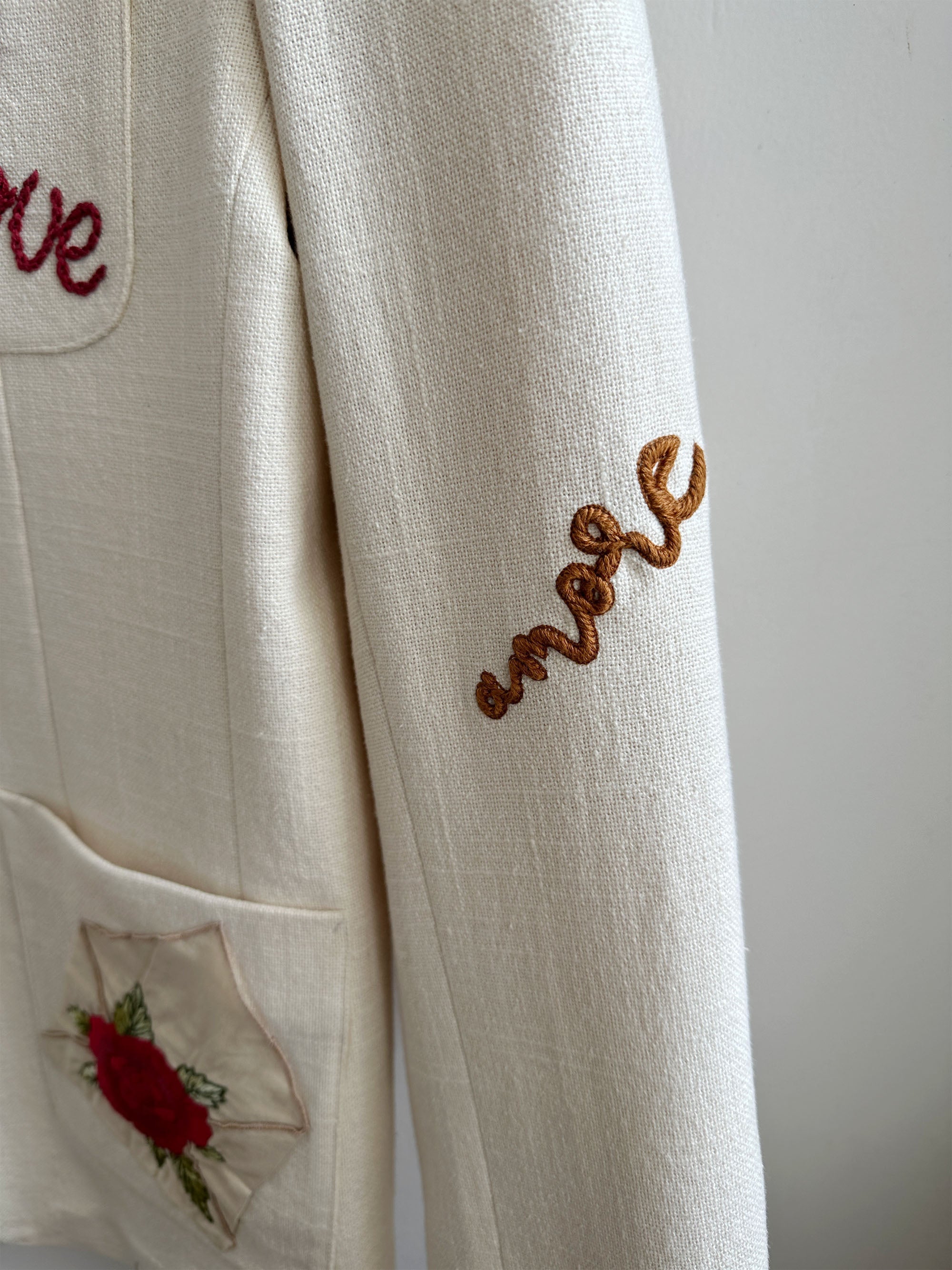 "Te amo" Hand Embroidered Casual Wedding Blazer