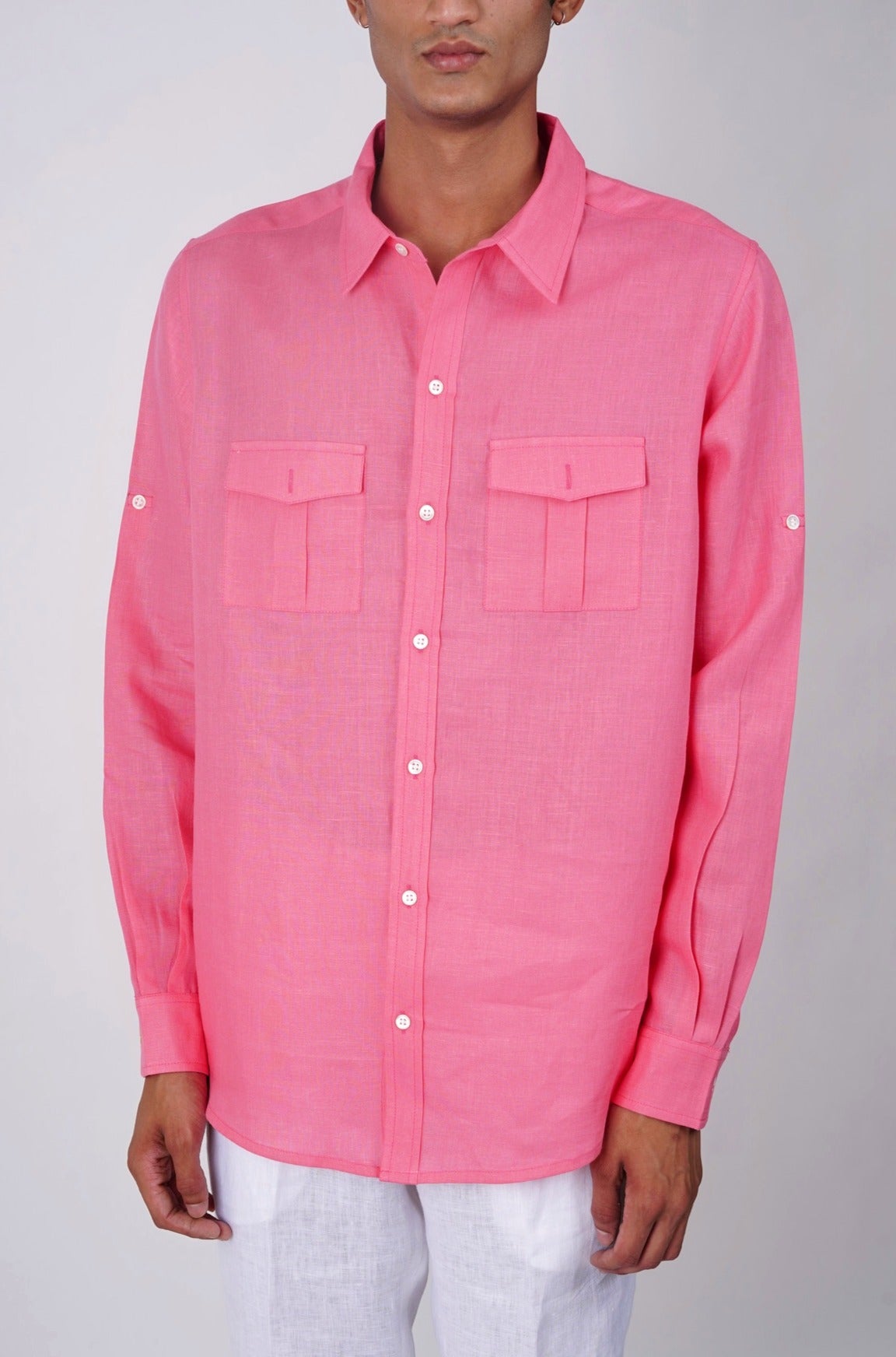 Salmon Pink linen shirt