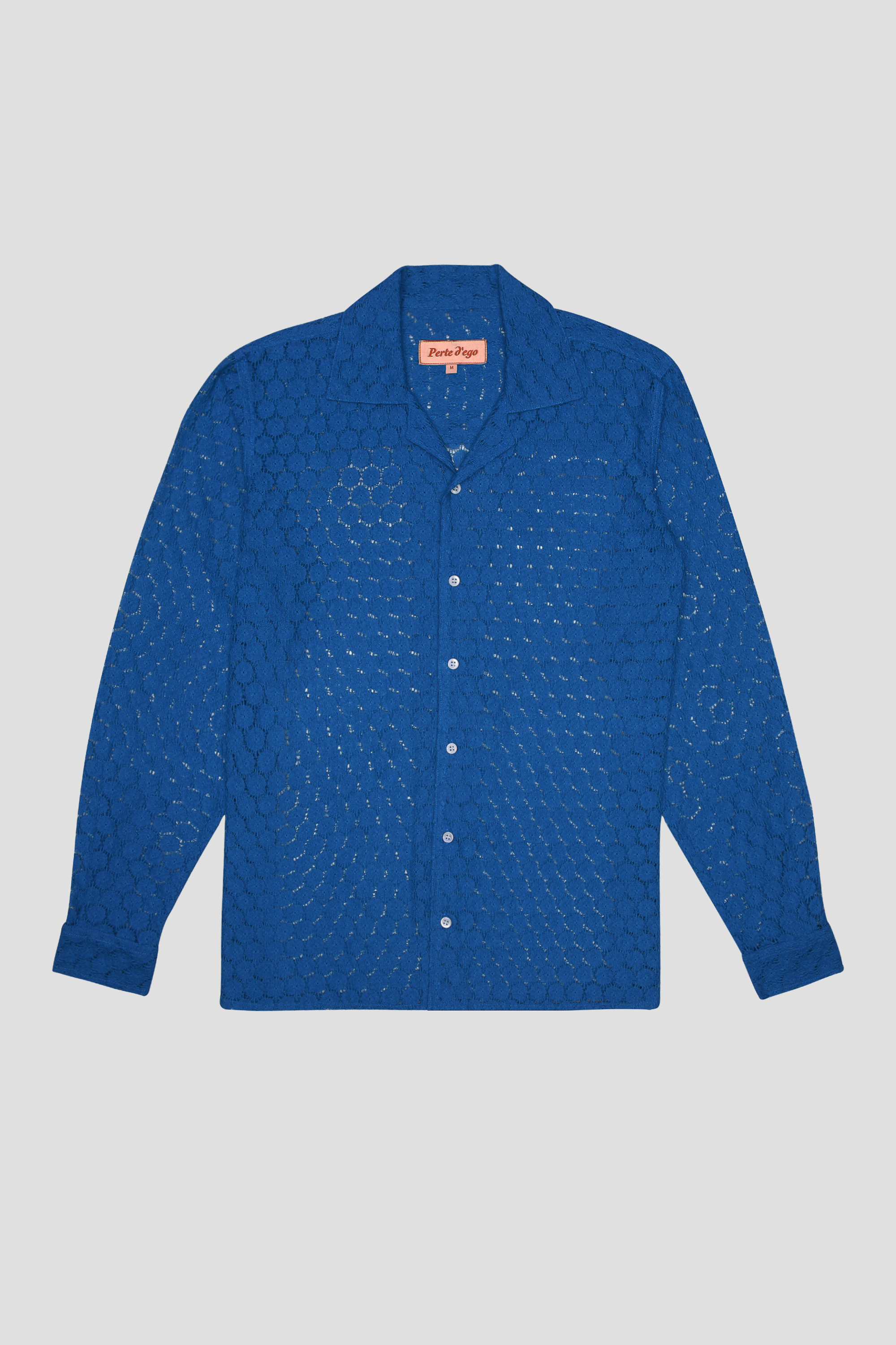 Floral lace full sleeve shirt- "Deep sea blue"