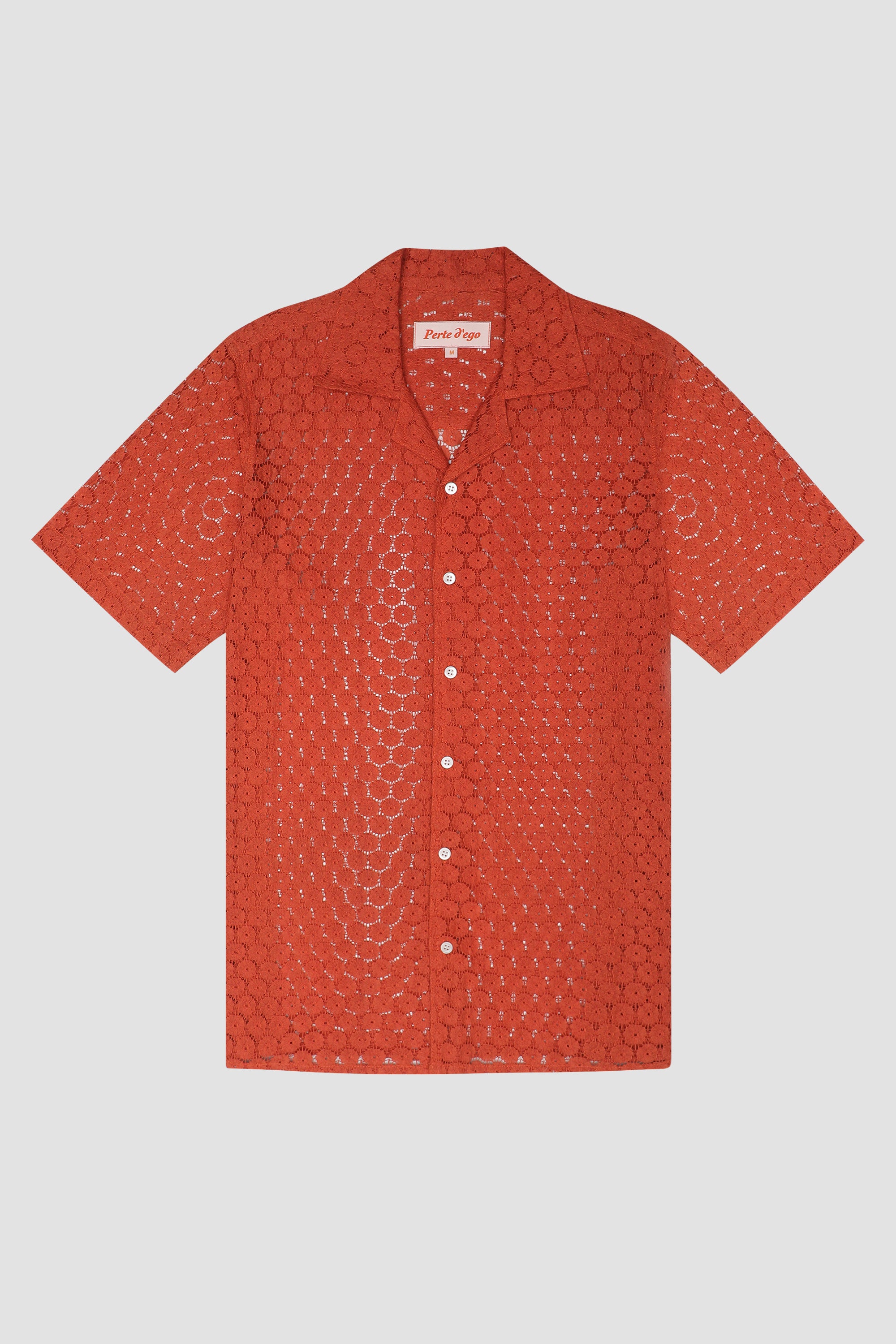 Floral lace shirt half sleeves- Rust