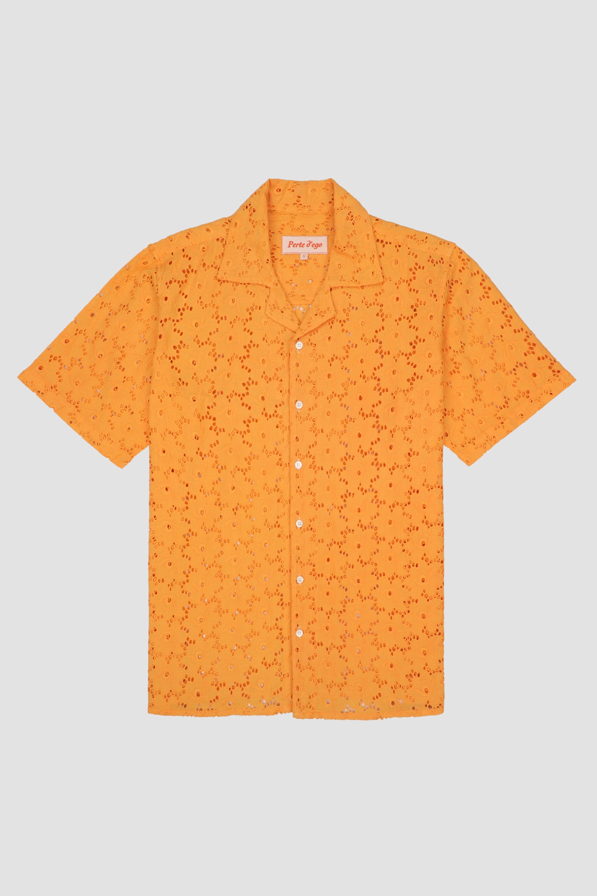 Orange floral embroidered shirt