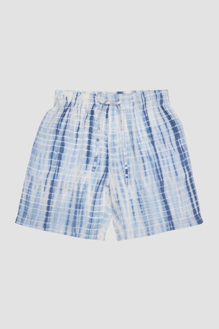 Blue shibori shorts