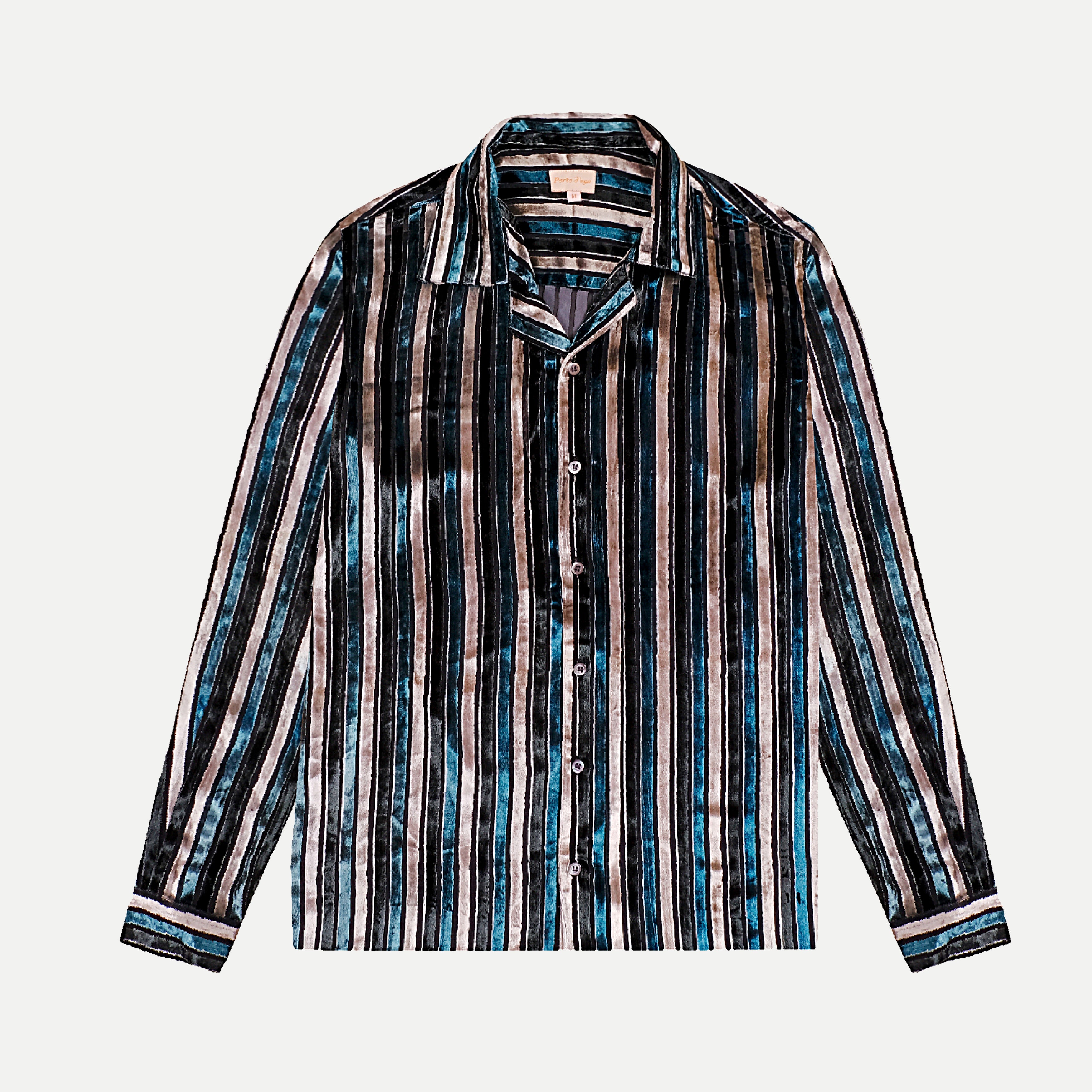 Blue "Cha Cha" silk velvet shirt