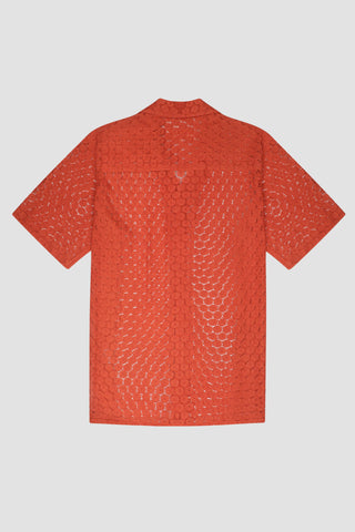 Floral lace shirt half sleeves- Rust