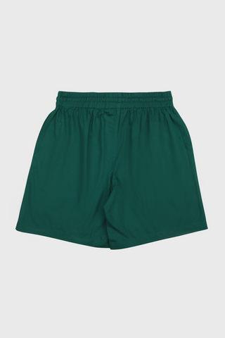 Green appliqué artwork shorts