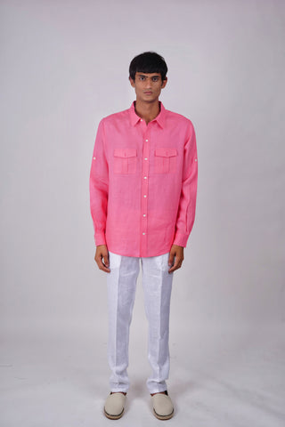 Salmon Pink linen shirt