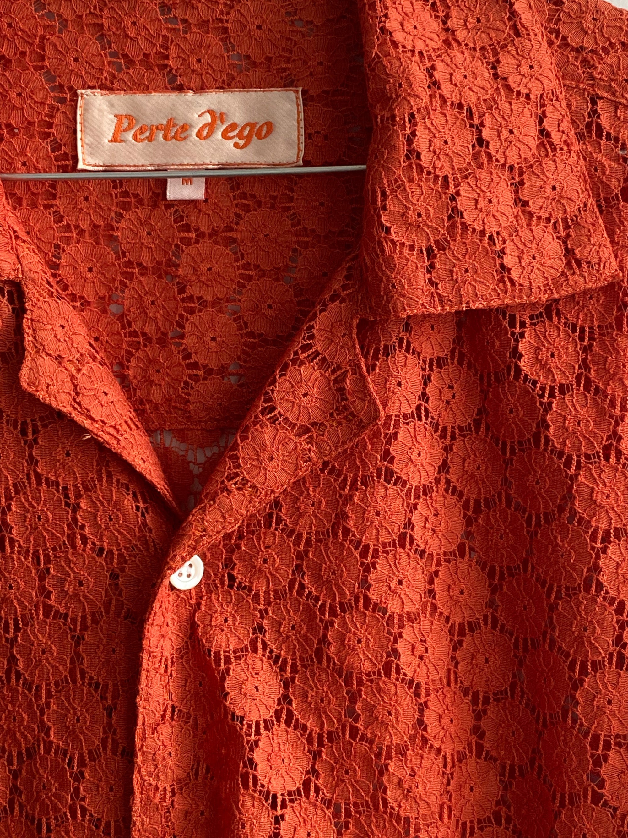 Floral lace full sleeve shirt- Rust