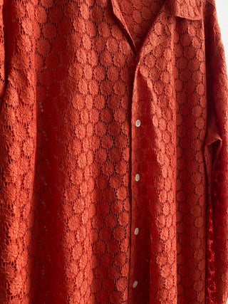 Floral lace full sleeve shirt- Rust