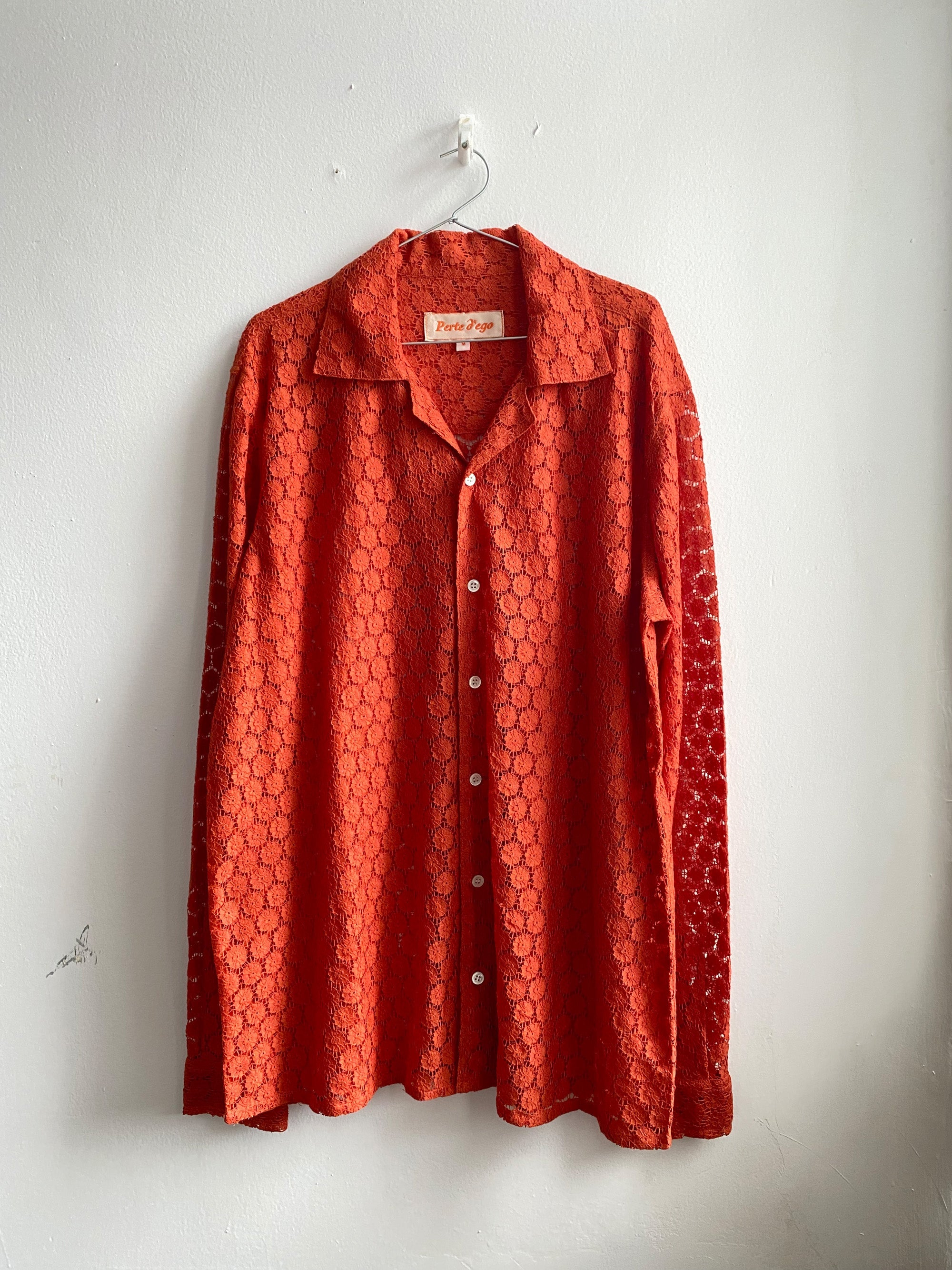 Floral lace full sleeve shirt- Rust