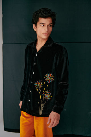 Fireworks embroidered shirt