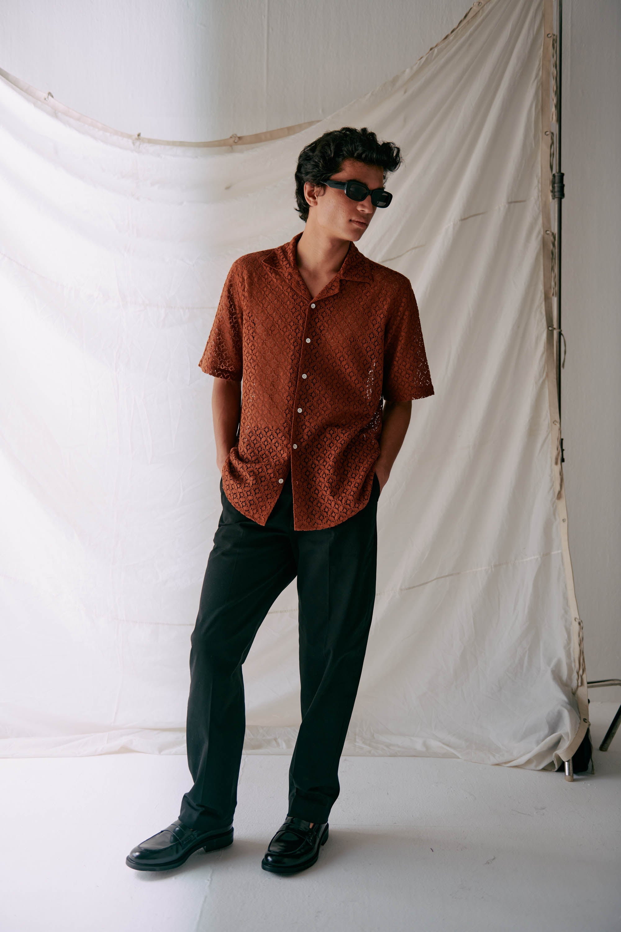 Brown lace shirt