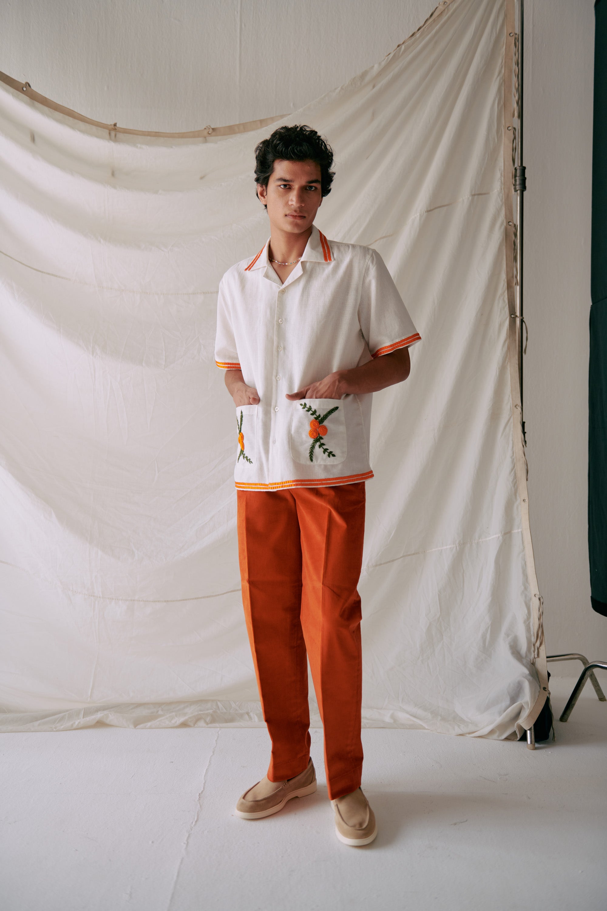 Marigold embroidered shirt