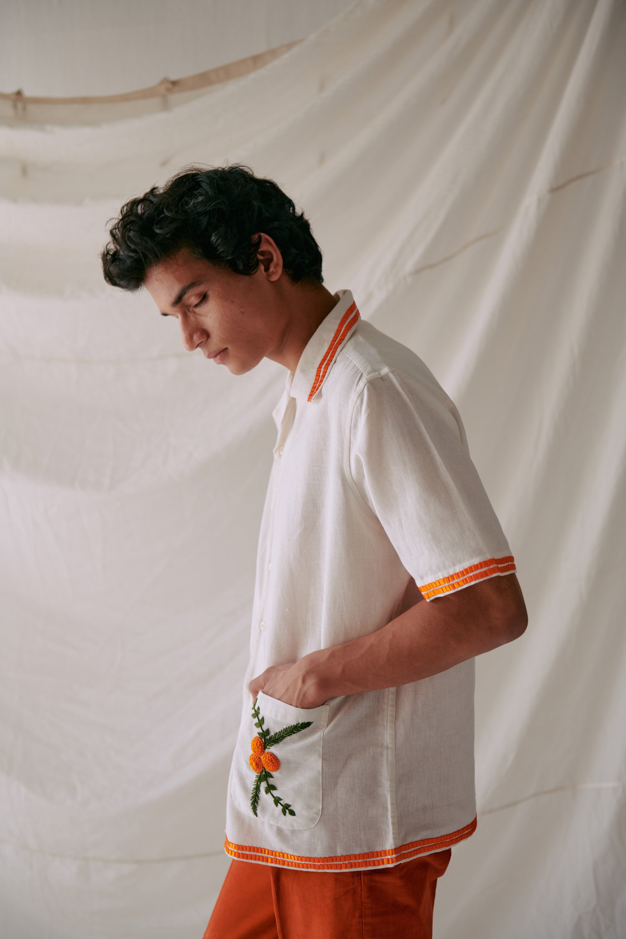 Marigold embroidered shirt