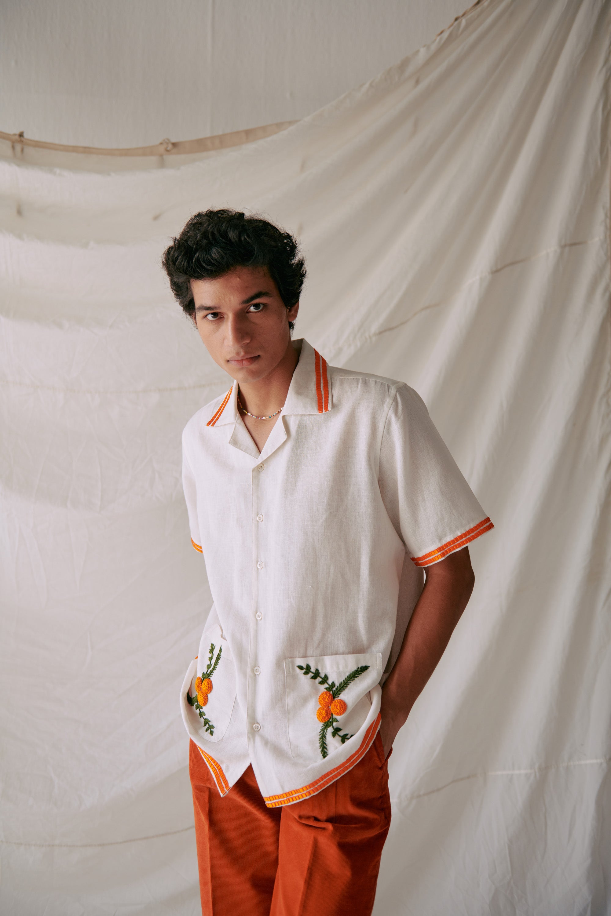 Marigold embroidered shirt