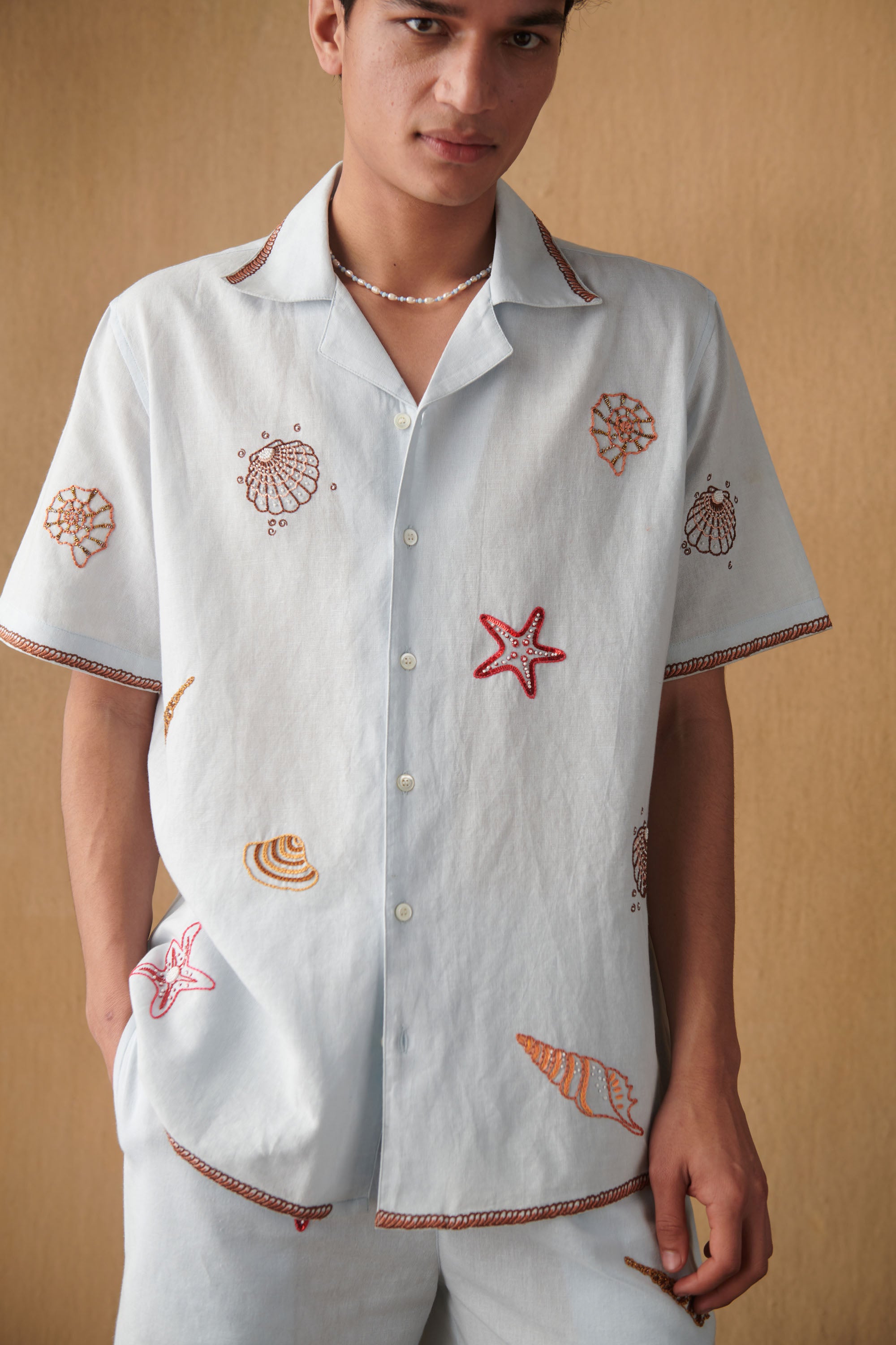 Seashells embroidered Shirt