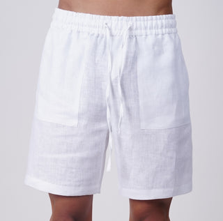 Santorini white linen shorts