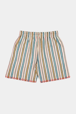 Multicolor stripe linen shorts